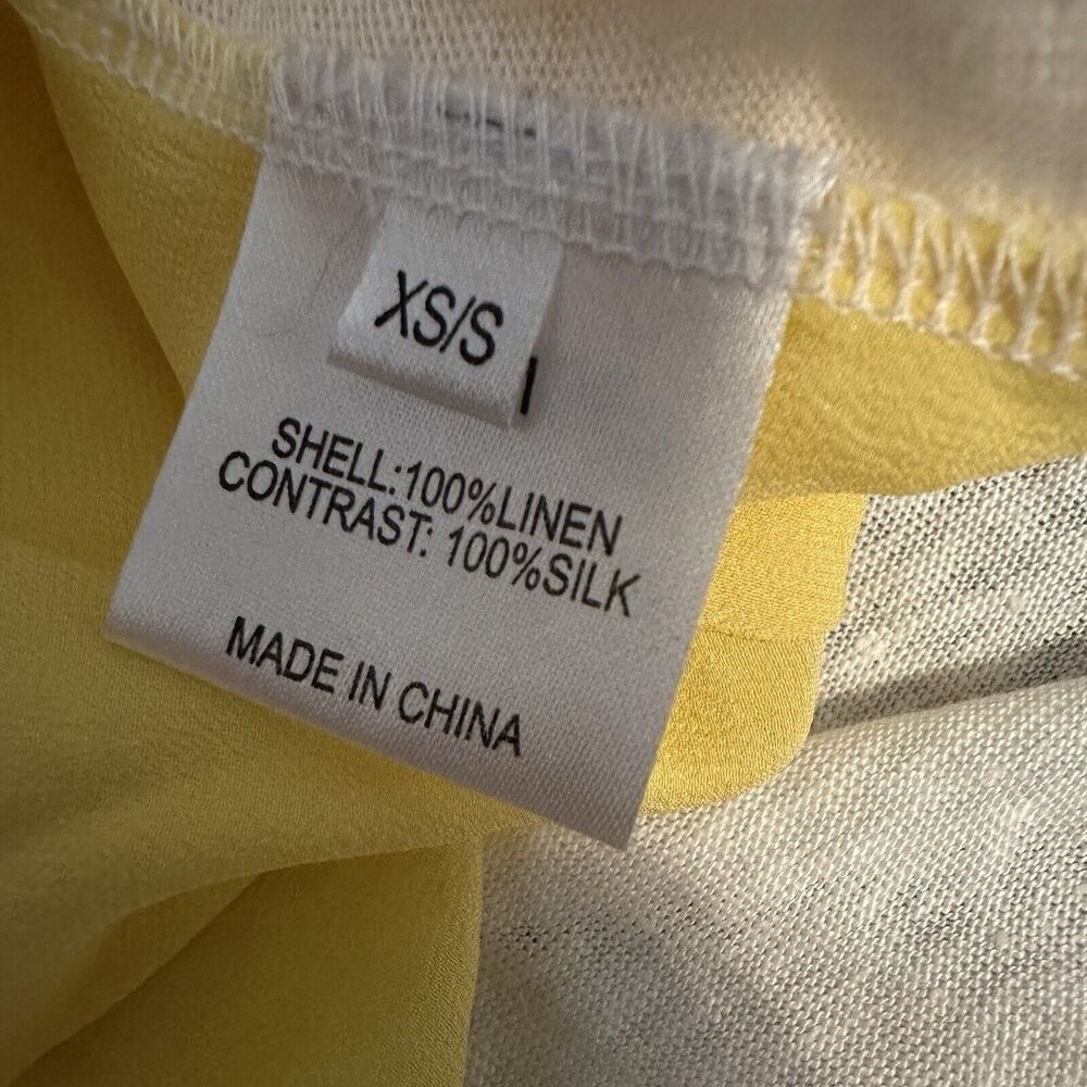 Ruti Womens Silk Linen Blend Womens Size XS/S Oversized Yellow White Boxy - Picture 5 of 5
